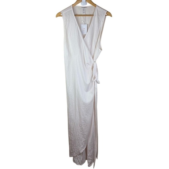 NWT Andie Swim XXL The Maxi Wrap Dress Linen Women's Coconut White Resortwear - Picture 3 of 9